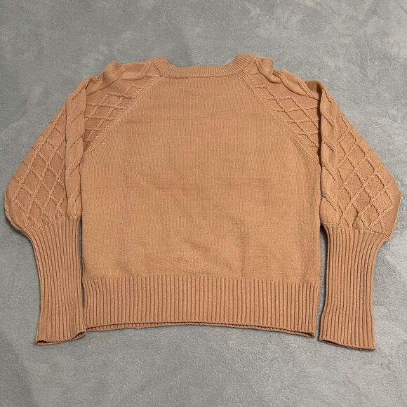Premies Sweater Womens Small Tan Cable Knit Cozy Jumper - Picture 6 of 8
